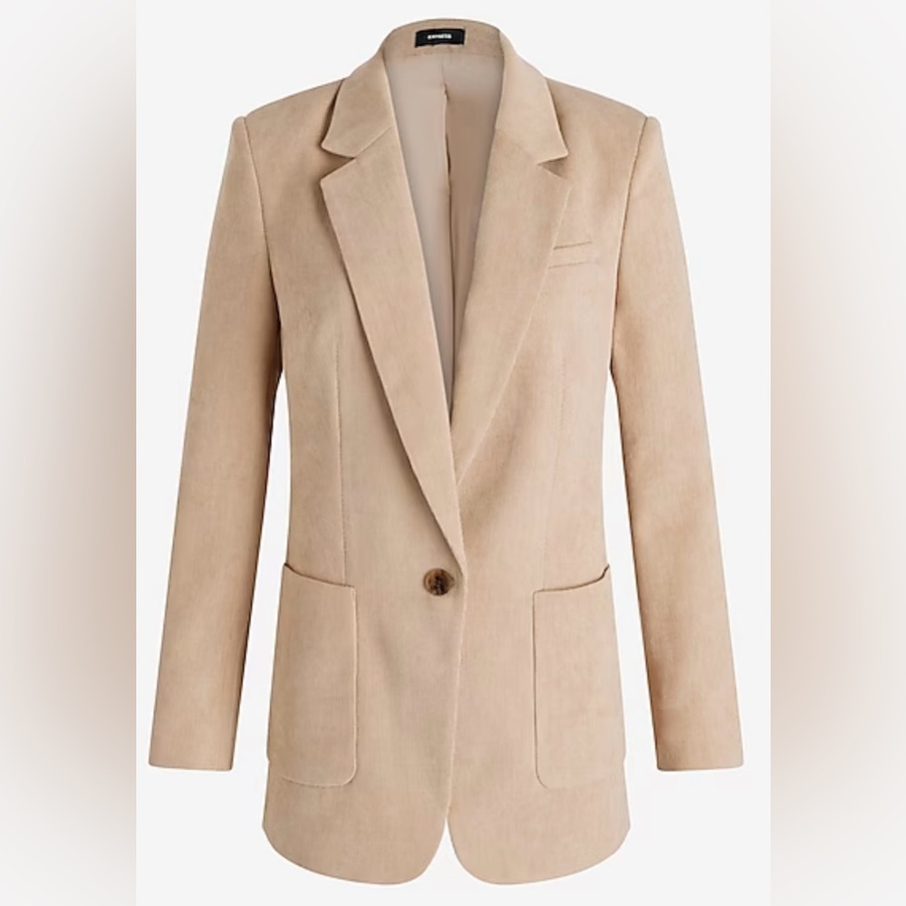 Express Corduroy Cinched Boyfriend Blazer - Picture 6 of 11